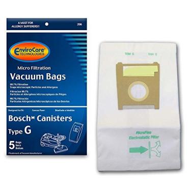 Imagem de Sacos de pó para aspirador de pó de micro filtragem de substituição EnviroCare para série compacta Bosch Tipo G e latas de fórmula. Pacote com 5