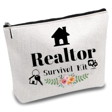 Imagem de Bolsa de maquiagem para corretor de imóveis, bolsa de sobrevivência de agente imobiliário, bolsa de maquiagem multiuso de polialgodão, bolsa de maquiagem multiuso com zíper, bolsa de lona para