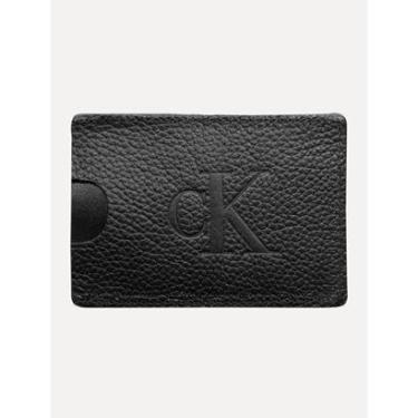 Imagem de Carteira Calvin Klein Porta Cartão Couro CKJ Queima Preta-Masculino