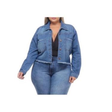 Imagem de Jaqueta Jeans Cropped Feminina Plus Size Mimi Casaco Jeans-Feminino