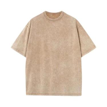 Imagem de Camisetas Masculinas De Algodão Vintage Lavadas De Verão Tamanho Grand