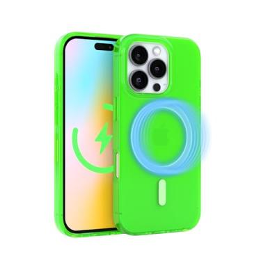 Imagem de FELONY CASE Para iPhone 16 Pro Max - Capa de telefone transparente verde neon, compatível com MagSafe - Capas protetoras à prova de choque de 360° projetadas para Apple iPhone 16 Pro Max