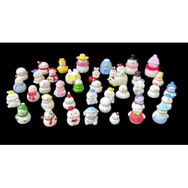 Imagem de Conjunto de estatuetas de Natal em miniatura, mini enfeites de resina de boneco de neve, enfeites de árvore de sino de Natal para fazer garrafas faça você mesmo, decoração de artesanato de paisagem de