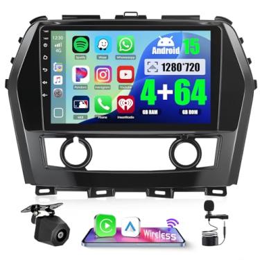 Imagem de Hikity 4 + 64 G para Nissan Maxima 2016-2017 Android Car Stereo, rádio com tela sensível ao toque de 9 polegadas com Carplay/Android Auto/Navegação GPS/WiFi/Bluetooth + câmera de backup AHD