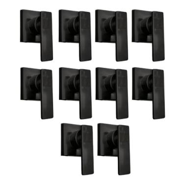 Imagem de Kit 10 Acabamentos Registro Alavanca Quadrada Padrão 16 estrias Banheiro Chuveiro PRETO