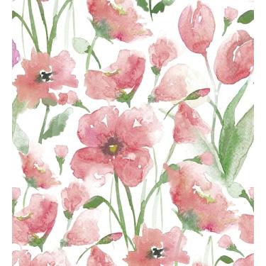Imagem de MelunMer Papel de parede floral rosa para quarto e banheiro papel de parede impermeável rosa 78,7