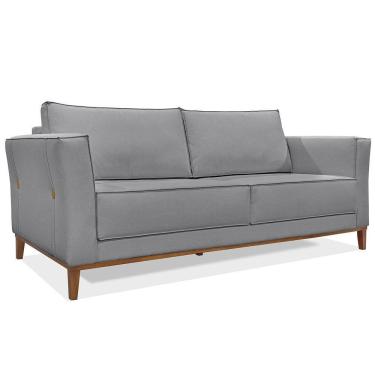 Imagem de Sofá Living 2 Lugares 1,90M Vega Linho Pés Castanho Grafite