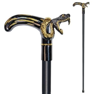 Imagem de YIVIYAR Bengala de caminhada para homens, mulheres e idosos – 91 cm, capacidade de mais de 1400 libras, cabo ergonômico de cobra, design decorativo e ornamentado, arte gótica e gótica elegante em