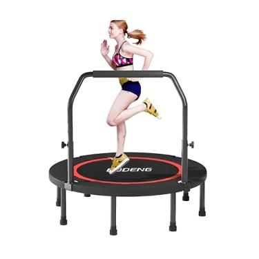 Imagem de ZJWZYF Mini Trampolim Dobrável De 48", Fitness Para Adultos, Interno Com Salto, Silencioso, Antiderrapante, Molas Duráveis, Capacidade Máxima Peso 440 Libras.