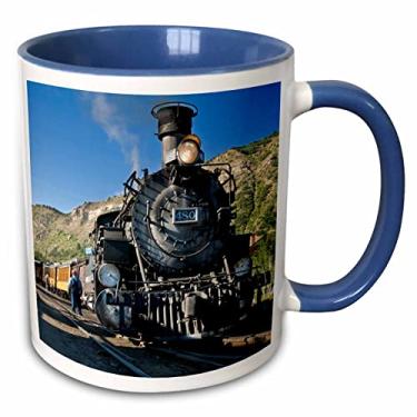 Imagem de 3dRose (mug_88941_6) Ferrovia de calibre estreito Durango e Silverton, Trens - US06 LKL0010 - Lee Klopfer - Caneca azul em dois tons, 325 ml