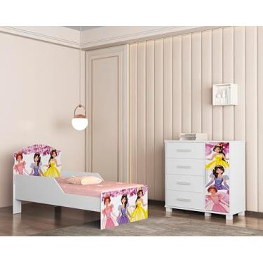 Imagem de Conjunto de Quarto Infantil Lívia Com Mini Cama + Cômoda. (Princesas 19)