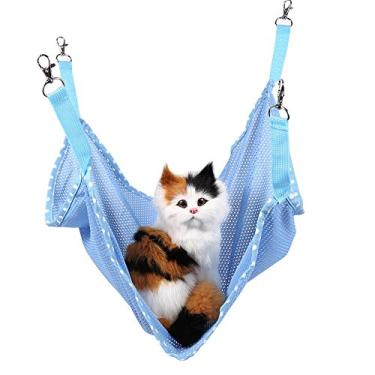 Imagem de Acouto Rede Fofa de Gaiola para Animais de Estimação Pequenos - Cama Macia Suspensa para Gatinhos, Cachorrinhos, Furões, Coelhos e Animais Pequenos - Local Respirável, Leve e de Descanso Fácil de (L)