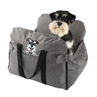 Imagem de lamelarossa Cadeirinha Para Cães De Pequeno E Médio Porte. Repelente À Água Com Bolsos Armazenamento. Também Funciona Como Cama Viagem Até 18 Kg. Caixa Transporte Lavável Máquina - Schnauzer Cinza.