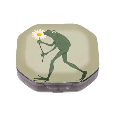 Imagem de Caixa de comprimidos pequena com 4 compartimentos, margaridas engraçadas, resistente à água, durável, organizador de comprimidos de viagem, suplementos de óleo de vitamina e peixe, suporte de