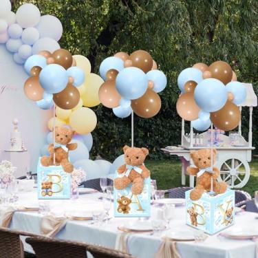 Imagem de Lenwen 3 conjuntos de decoração de animais da selva para caixas de correio de chá de bebê, mesa de chá de bebê, centro de mesa, balão de animais de pelúcia com suporte, caixas de pelúcia para festa