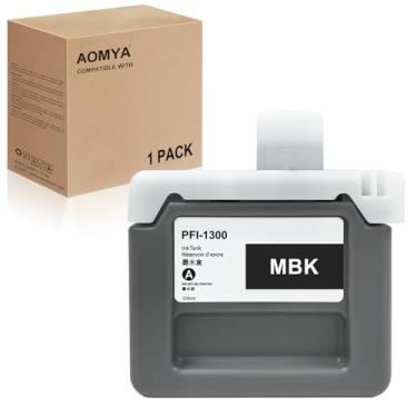 Imagem de Aomya Cartucho de tinta 330ML PFI-1300 MBK compatível com Canon PFI-1300 Tanque de tinta pigmento para impressora imagePROGRAF PRO-2000 PRO-2100 PRO-4000S PRO-4100 PRO-6000S PRO-6100 (preto fosco