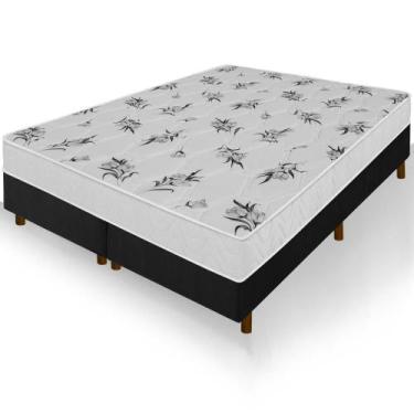 Imagem de Cama Box Queen Size Preta Colchão Castelar Espuma D33 158x198x57cm - N