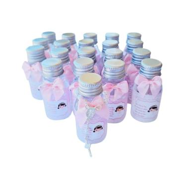 Imagem de 20 Lembrancinhas Batizado Garrafinhas C/água Benta e Terço (Rosa)