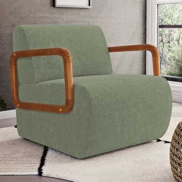 Imagem de Poltrona Decorativa Orgânica Living Kavya Bouclê Verde Oliva - Desk Design