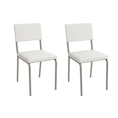 Imagem de Cadeira De Cozinha Zaria 2c128nk Aço Kit 2 Un Niquel-ano Branco - Kappesberg