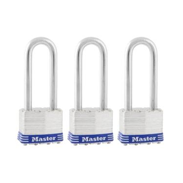 Imagem de Master Lock 1TRILJ Cadeado externo com chave, pacote com 3 chaves iguais, prata