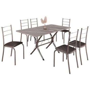 Imagem de Conjunto de Mesa Móveis Teixeira Maricá com 6 Cadeiras 140cmx75cm - MO