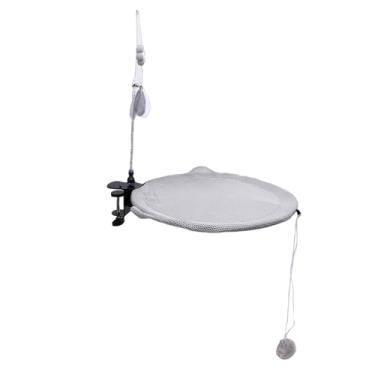 Imagem de Pssopp Cama de Rede de Malha para Mesa de Gato, Tecido Respirável Estável e Resistente, Flexível, Ajustável, que Economiza Espaço, Poleiro de Gato para Mesa de Escritório Em Casa,