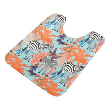 Imagem de Burbuja Tapete de banheiro Zebras, tapete de banho absorvente de pelúcia macio, base antiderrapante para piso de banheiro, oval em forma de U