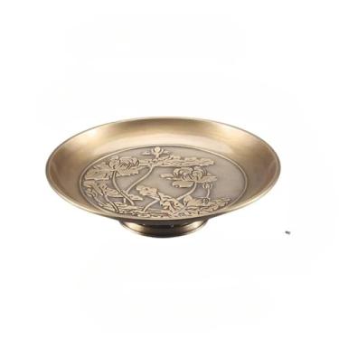 Imagem de FENNYYAR Prato de oferta de latão, bandeja de frutas doméstica, 25 cm 9,8 polegadas, ornamento de consagração frontal de Buda do Deus da Riqueza