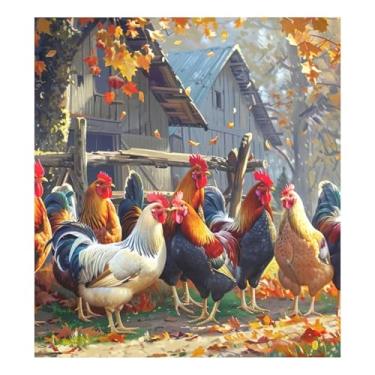 Imagem de Farm Chickens Outono Decorativa Máquina de Lavar Porta Frontal Decoração, Capa de Máquina de Lavar Louça para a Frente 58 cm L x 66 cm A