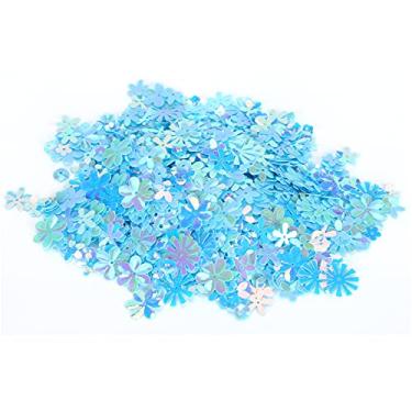 Imagem de Naroote Glitter Em Forma de Flor Confetes Decoração de Festa de Casamento Lantejoulas para Decoração de Férias/enchimento de Caixa de Presente/artesanato Feito à Mão 1 Pacote de 30g (Azul Colorido)