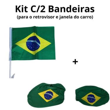 Imagem de Kit C/Bandeira Retrovisor e Janela Brasil Futebol Copa Jogo - sm decor