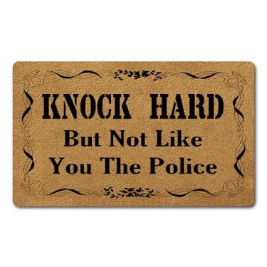 Imagem de FunXiLin Capacho engraçado de boas-vindas para decoração de casa (75 x 45 cm) Tapete de presente com traseira de borracha antiderrapante tapetes engraçados capacho personalizado para entrada (bata com