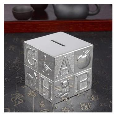 Imagem de Cofrinho cofrinho de metal cofrinho caixa de dinheiro decorações de casa caixa de metal cofre de dinheiro decorações interiores decoração de casa (prata)