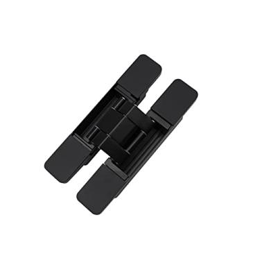 Imagem de Dobradiças de porta ocultas resistentes, 2 peças, preto fosco, 80 kg, quadrado, três direções, ajustável, dobradiça oculta, porta de madeira, dobradiça oculta