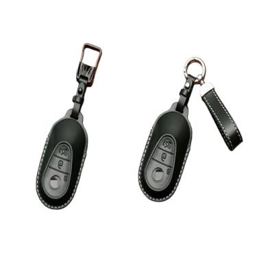 Imagem de Capa de chave de couro de vaca de qualidade de luxo adequada compatível com Benz 2021 S450L/S500L/S400C bolsa genuína(B-BLACKISH GREEN,HANDHELD BUCKLE)