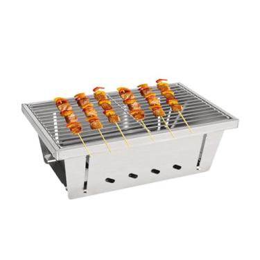 Imagem de Churrasqueira A Carvão - Equipamento de Cozinha em Aço Inoxidável Dobrável - Grelha de Churrasco a Carvão - Para Pesca Caminhadas Jardim Quintal Pátio Viagens Piqueniques Festas E Fogueiras