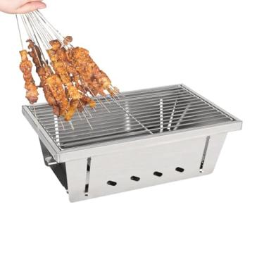 Imagem de Churrasqueira De Campismo - Equipamento de Cozinha em Aço Inoxidável com Resistência ao Calor,Grelha de Churrasco a Carvão,Para Caminhadas Jardim Quintal Pátio Viagens Piqueniques Festas E Fogueiras