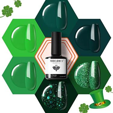 Imagem de modelones Kit de esmalte de gel de Natal – Conjunto de esmalte de gel verde com glitter verde floresta, abacate brilhante, para manicure, faça você mesmo, salão de beleza, presente para casa