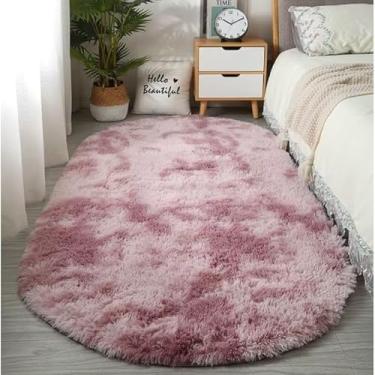 Imagem de Tapete Passadeira Oval Felpuda 2,00x0,75m para Quarto Sala Beira de Cama Macia(ROSE MESCLADO)