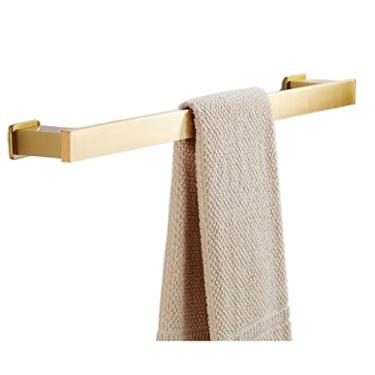 Imagem de 3FLQOOPP Toalheiro montado na parede suporte de toalha dourado barra de toalha única espaço escovado alumínio montado na parede suporte de toalha trilho de armazenamento prateleira acessórios de