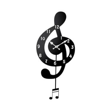 Imagem de Generic Relógio de parede com notas musicais, relógio decorativo, ornamento de parede para escritório e apartamento, S