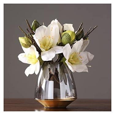 Imagem de WUHUQN Vaso de flores moderno vaso de vidro decoração nórdica casa mesa vaso de flores de vidro vasos de terrário centros de mesa para casamentos vaso de flores para arranjos florais