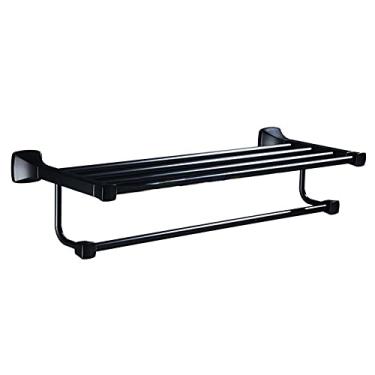Imagem de HHHJQFAAT Toalheiro 40/50/60 cm Toalheiro preto, suporte de toalha de alumínio escovado a óleo preto montado na parede com gancho, acessórios de banheiro prateleiras de banho prateleira de toalha (cor