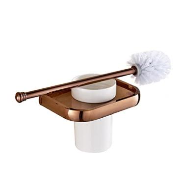 Imagem de Conjunto de escova de vaso sanitário de latão ouro rosa suporte de escova de vaso sanitário escova de vaso sanitário com escova de limpeza de copos (veja a tabela)