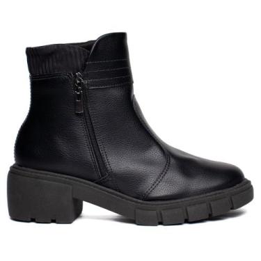 Imagem de Bota Feminina Beira Rio Cano Médio Solado Tratorado Preto, Preto, 35