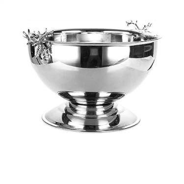 Imagem de x3anggyt5 Balde de gelo 13,5 L, tigela de champanhe, aço inoxidável, ouro e prata, grande balde de gelo, bacia de balde de cerveja para bar e hotel, recipiente de gelo