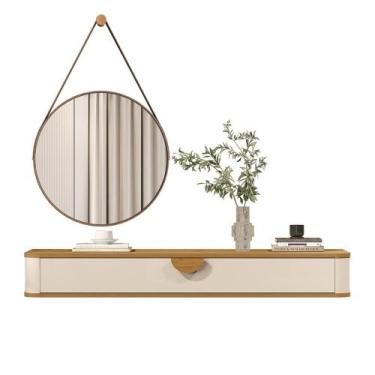 Imagem de Aparador Suspenso Buriti com 1 Gaveta e Espelho Castanheira - Loja Doc