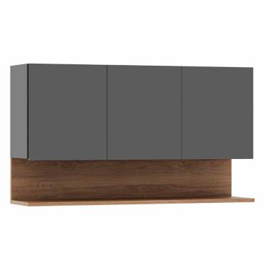 Imagem de Armário De Cozinha Aéreo 118cm 3 Portas Duda Z34 Grafite/freijó - Mpozenato