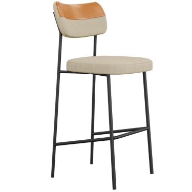 Imagem de Banqueta Alta Bar Estofada Milli Linho Caramelo/areia A14 - Mpozenato